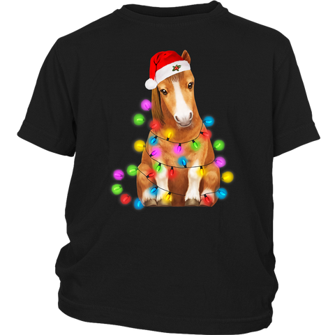 Funny Horse Christmas Lights Horse Santa shirts District Youth Shirt
