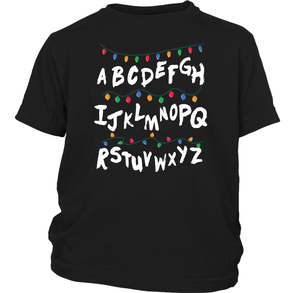 Alphabet Christmas Lights Stranger Funny shirts District Youth Shirt
