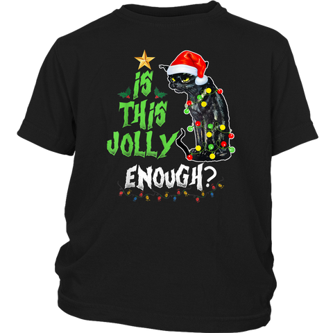 Is This Jolly Enough Black Cat Santa Merry Christmas shirts District Youth Shirt