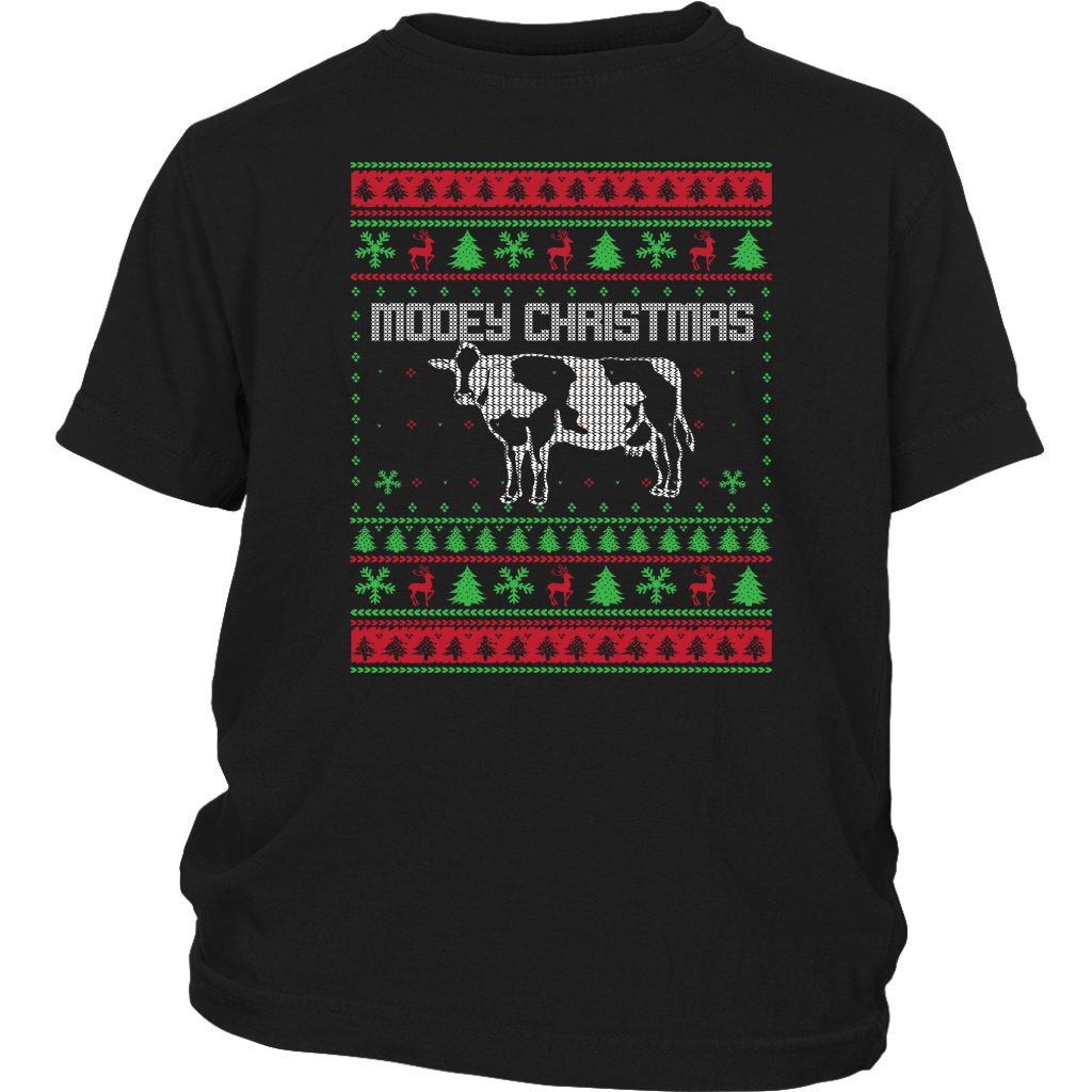 Mooey Christmas Cow Heifer Ugly Christmas Shirts District Youth Shirt