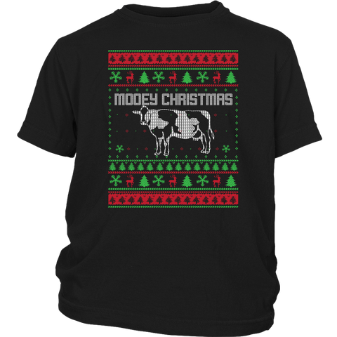 Mooey Christmas Cow Heifer Ugly Christmas Shirts District Youth Shirt