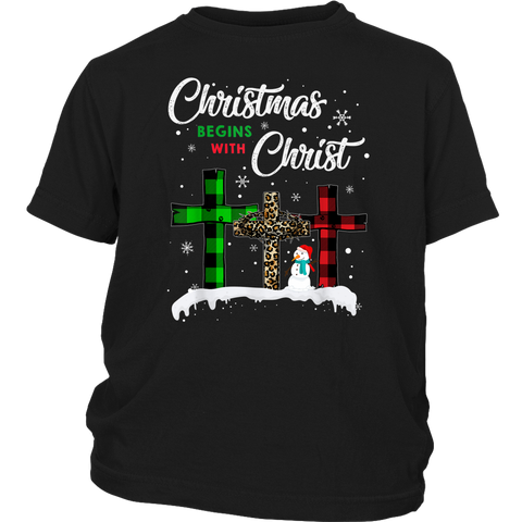 Christmas Begins With Christ Jesus Snowman shirts District Youth Shirt
