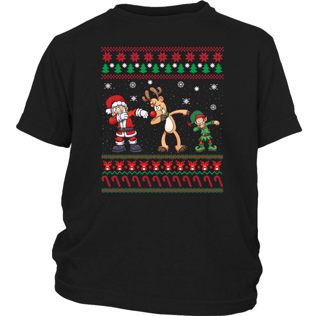 Dabbing Santa Reindeer Elf Christmas Xmas funy shirts District Youth Shirt