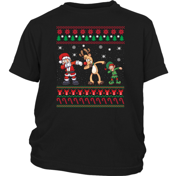 Dabbing Santa Reindeer Elf Christmas Xmas funy shirts District Youth Shirt