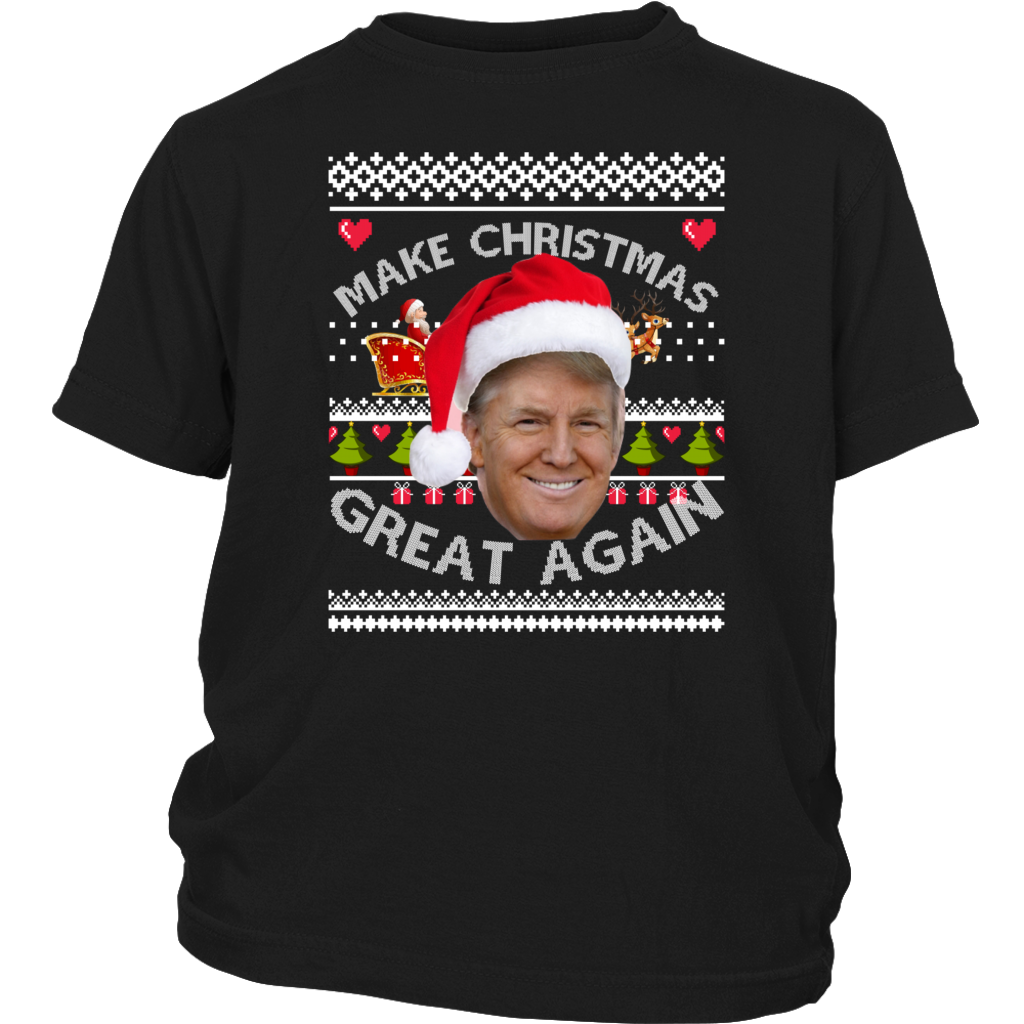 Funny Make Christmas Great Again Donald Trump Shirt Ugly Sweater Christmas District Youth Shirt