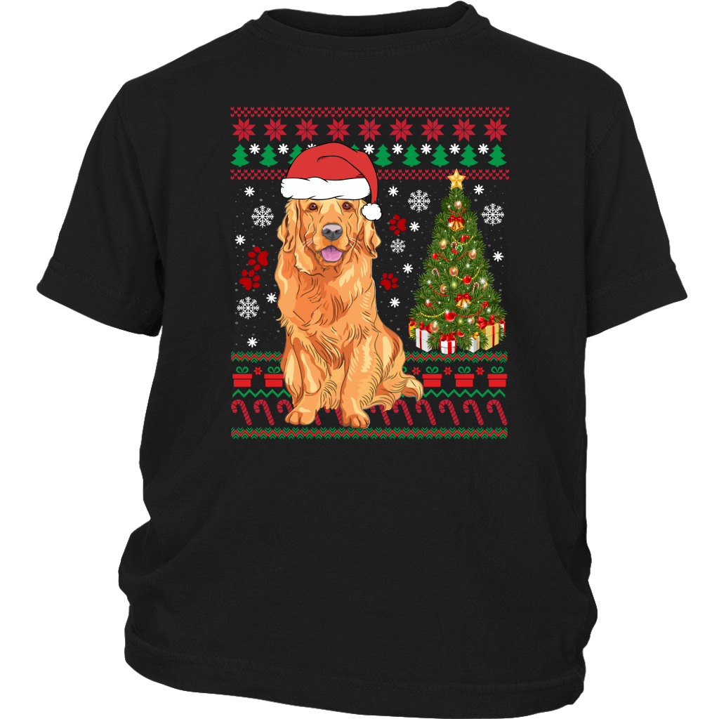 Golden Retriever Ugly Christmas Sweater shirts funny christmas District Youth Shirt