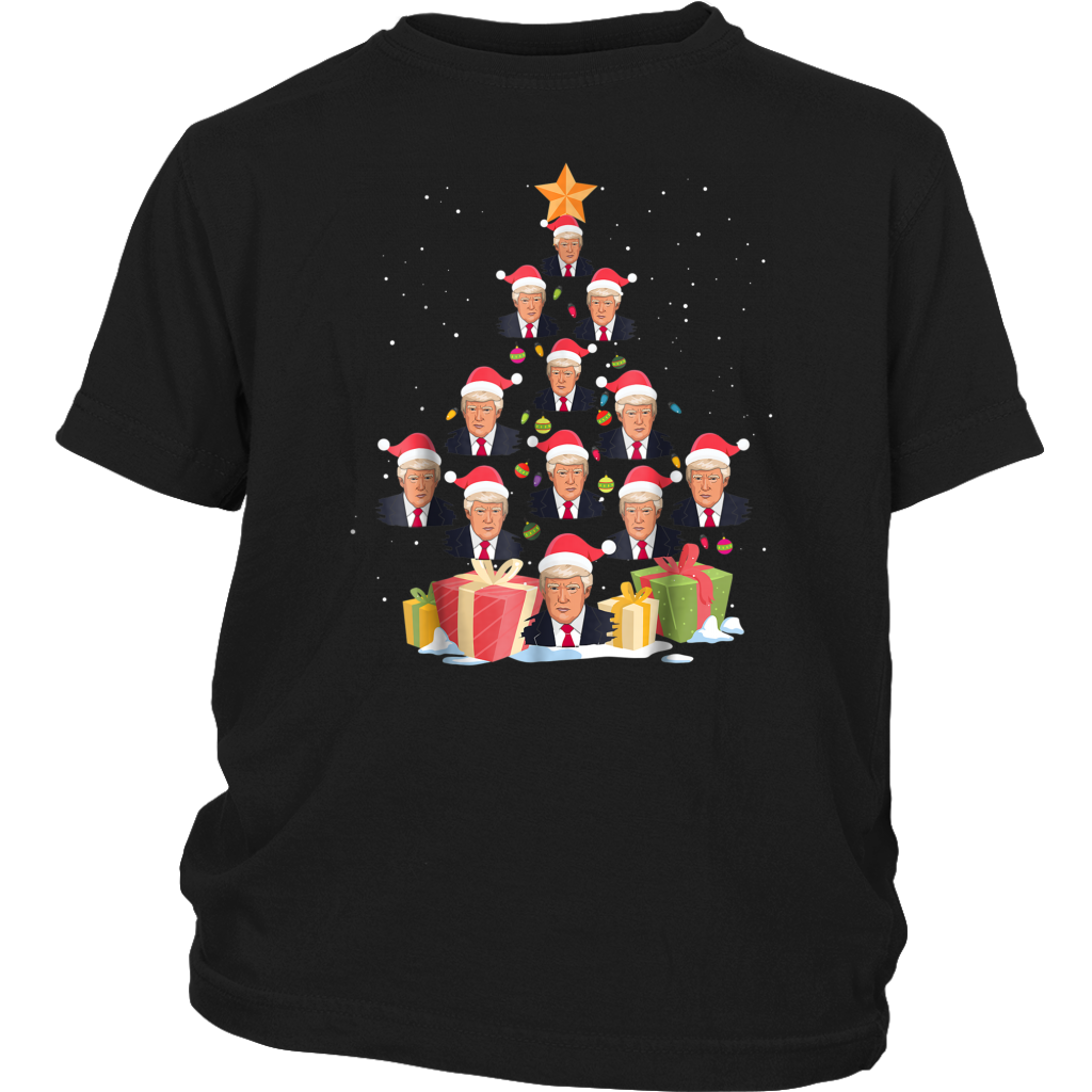 Funny Trump Make Christmas Great Again Tree Lights shirts District Youth Shirt
