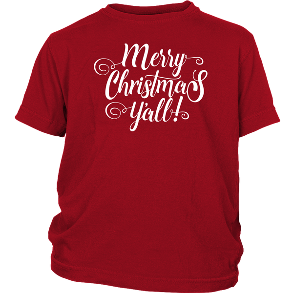 Merry Christmas Y'all Scripts Letter Shirts District Youth Shirt