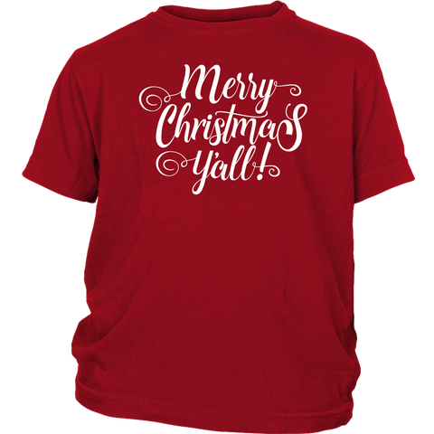 Merry Christmas Y'all Scripts Letter Shirts District Youth Shirt