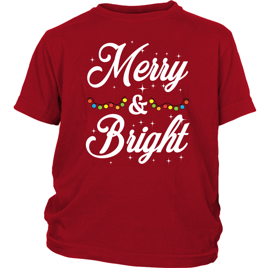 Merry and Bright Christmas Lights T Shirts District Youth Shirt