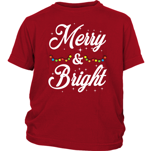 Merry and Bright Christmas Lights T Shirts District Youth Shirt