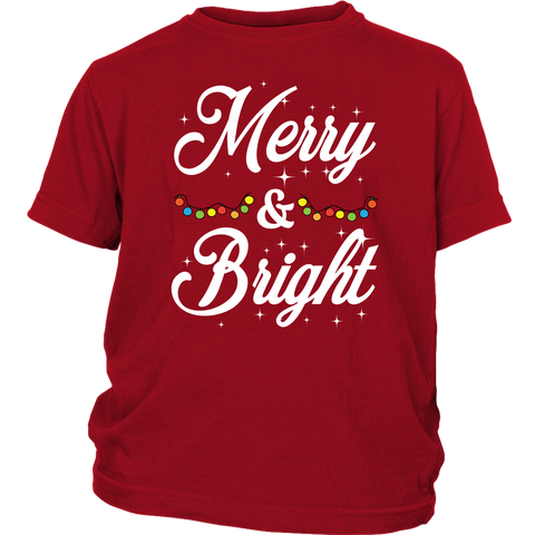 Merry and Bright Christmas Lights T Shirts District Youth Shirt