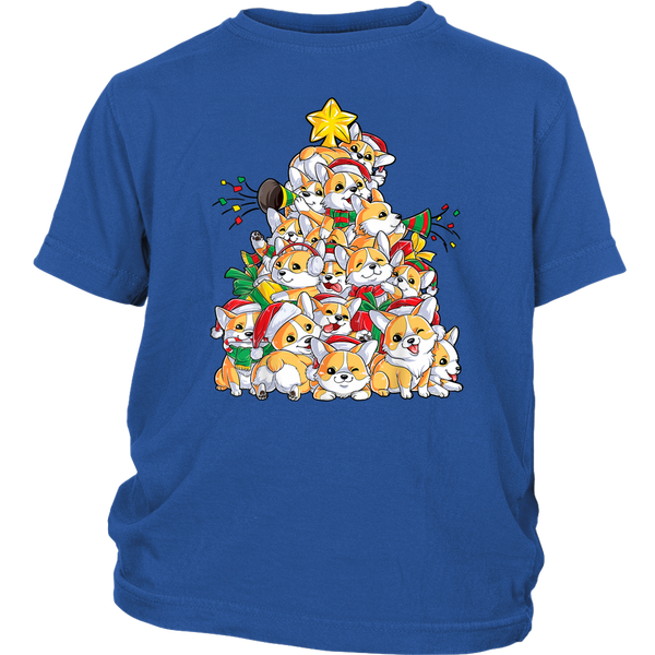 Cute Corgi Dog Christmas Tree Santa Merry Corgmas Lover shirts District Youth Shirt